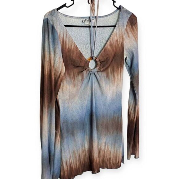 Self Esteem Women's Y2K Keyhole Halter Semi Sheer Blouse size Medium - Picture 2 of 9